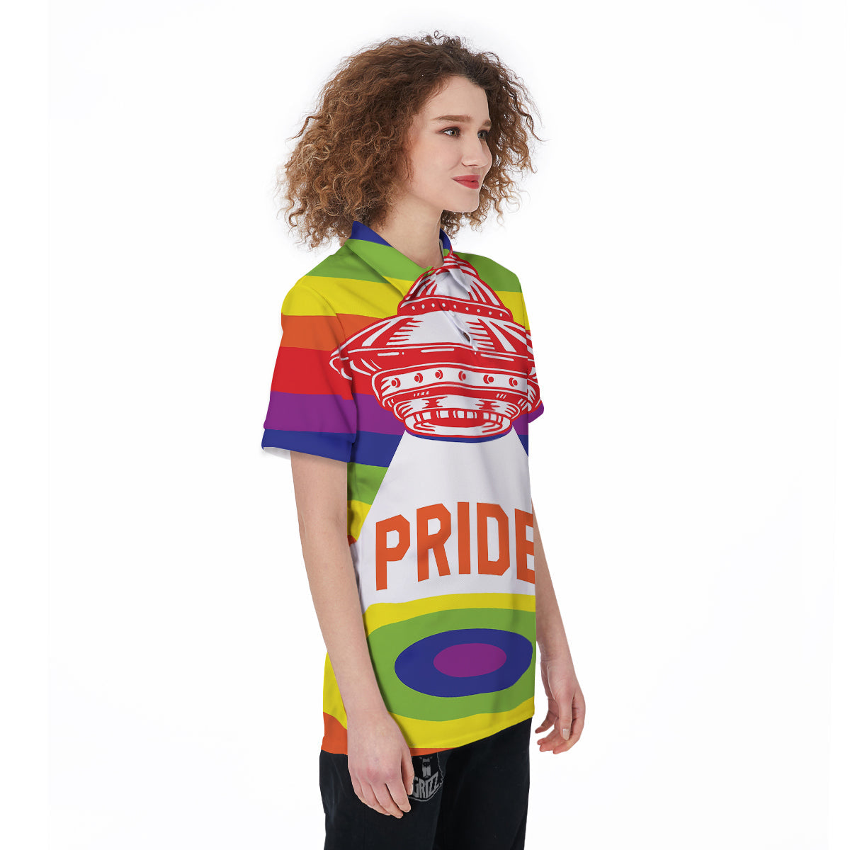 UFO LGBT Pride Rainbow Print Women's Golf Shirts-grizzshop