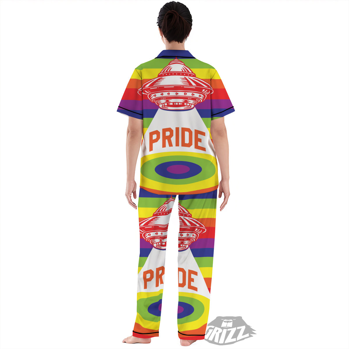 UFO LGBT Pride Rainbow Print Women's Pajamas Set-grizzshop