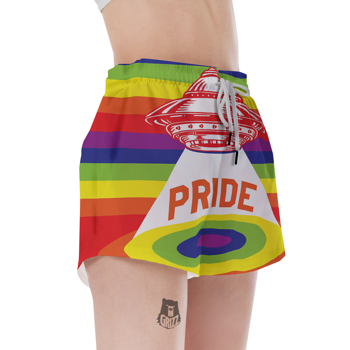 UFO LGBT Pride Rainbow Print Women's Shorts-grizzshop