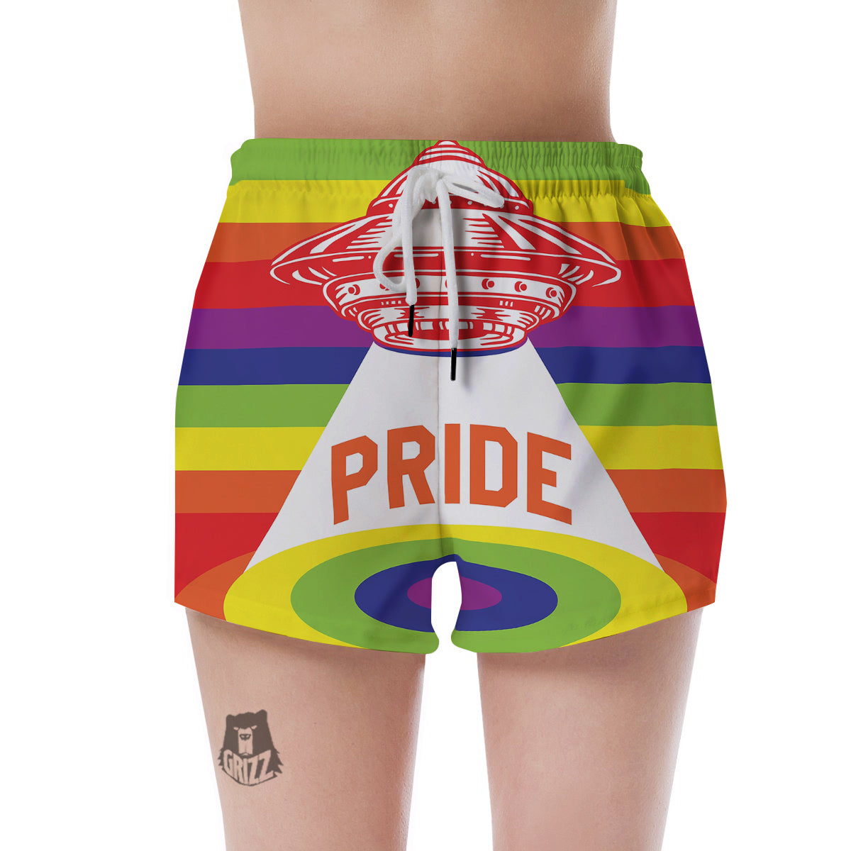 UFO LGBT Pride Rainbow Print Women's Shorts-grizzshop