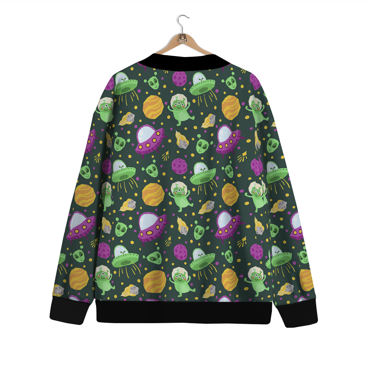 UFO Little Green Alien Print Pattern Cardigan-grizzshop