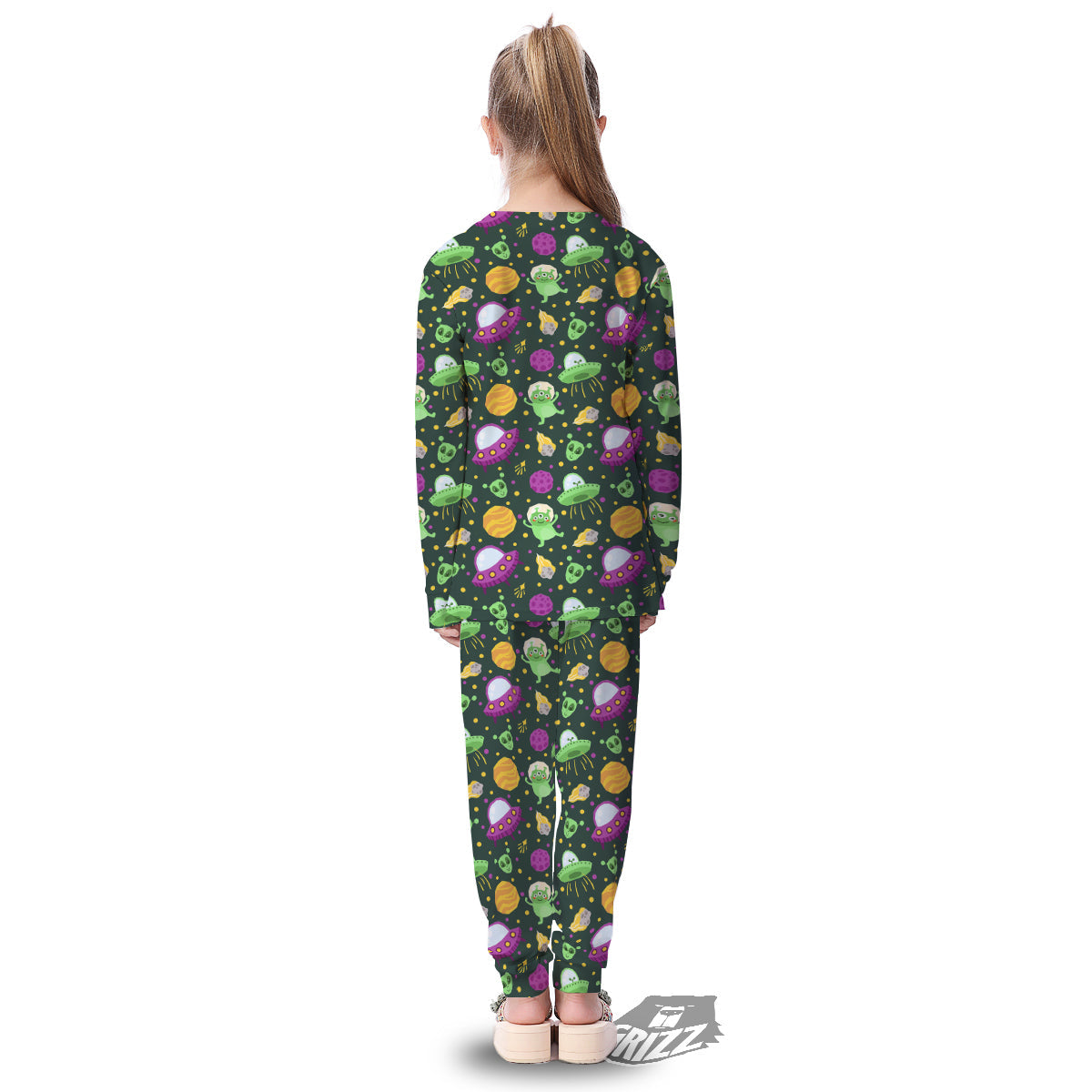 UFO Little Green Alien Print Pattern Kid's Pajamas-grizzshop