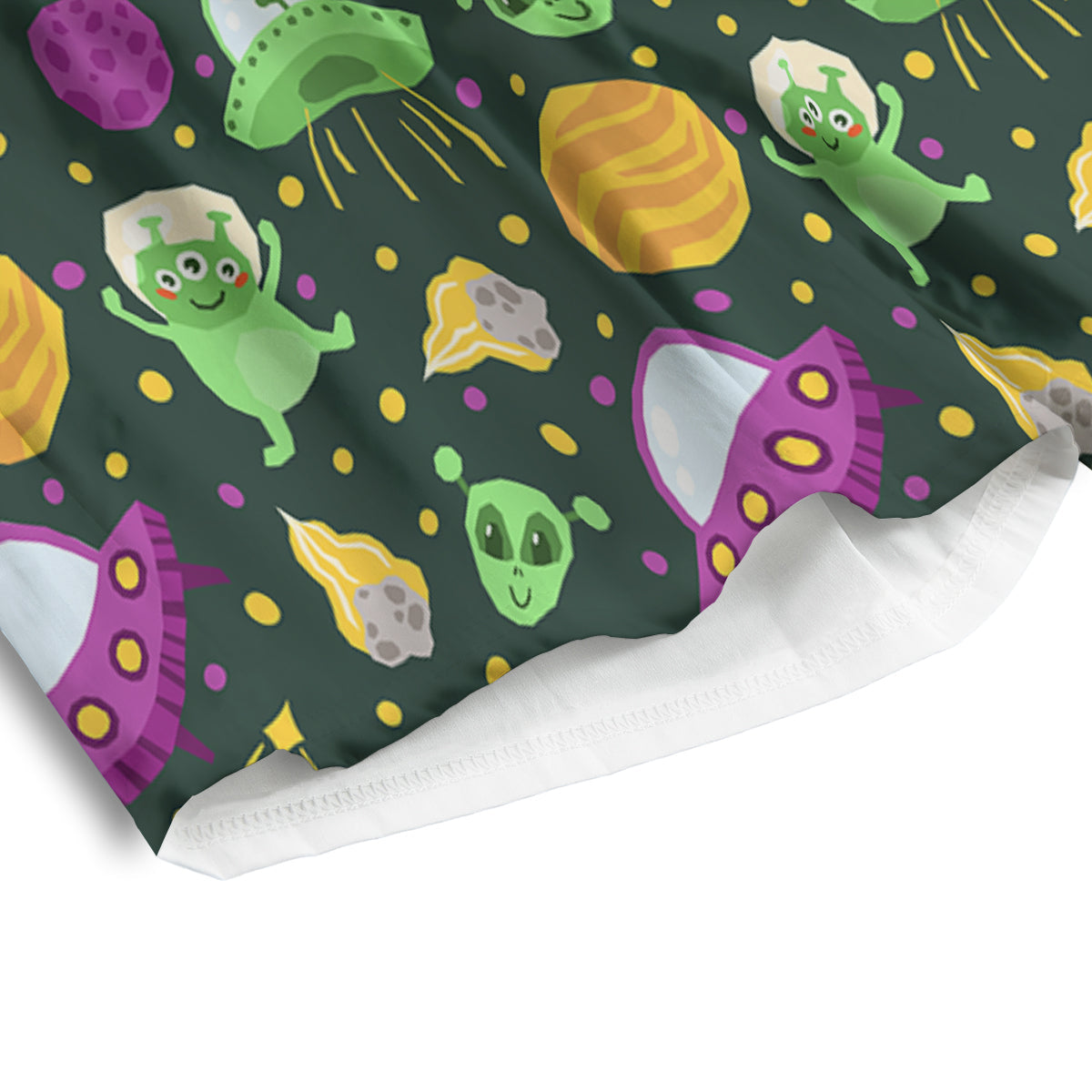 UFO Little Green Alien Print Pattern Men's Athletic Shorts
