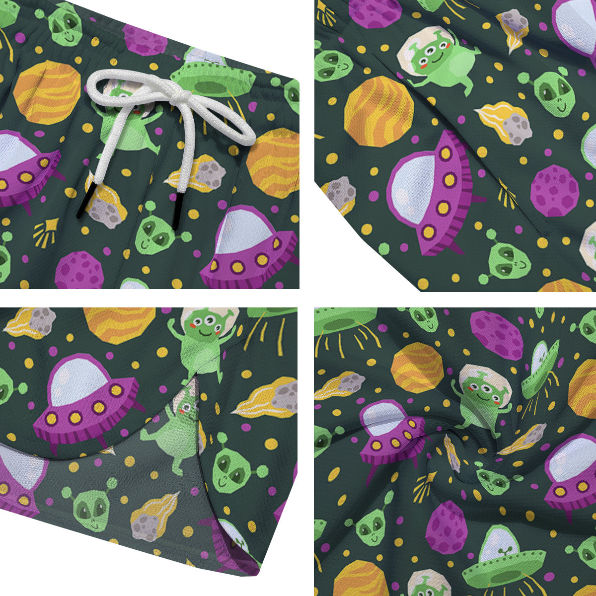 UFO Little Green Alien Print Pattern Men's Running Shorts-grizzshop