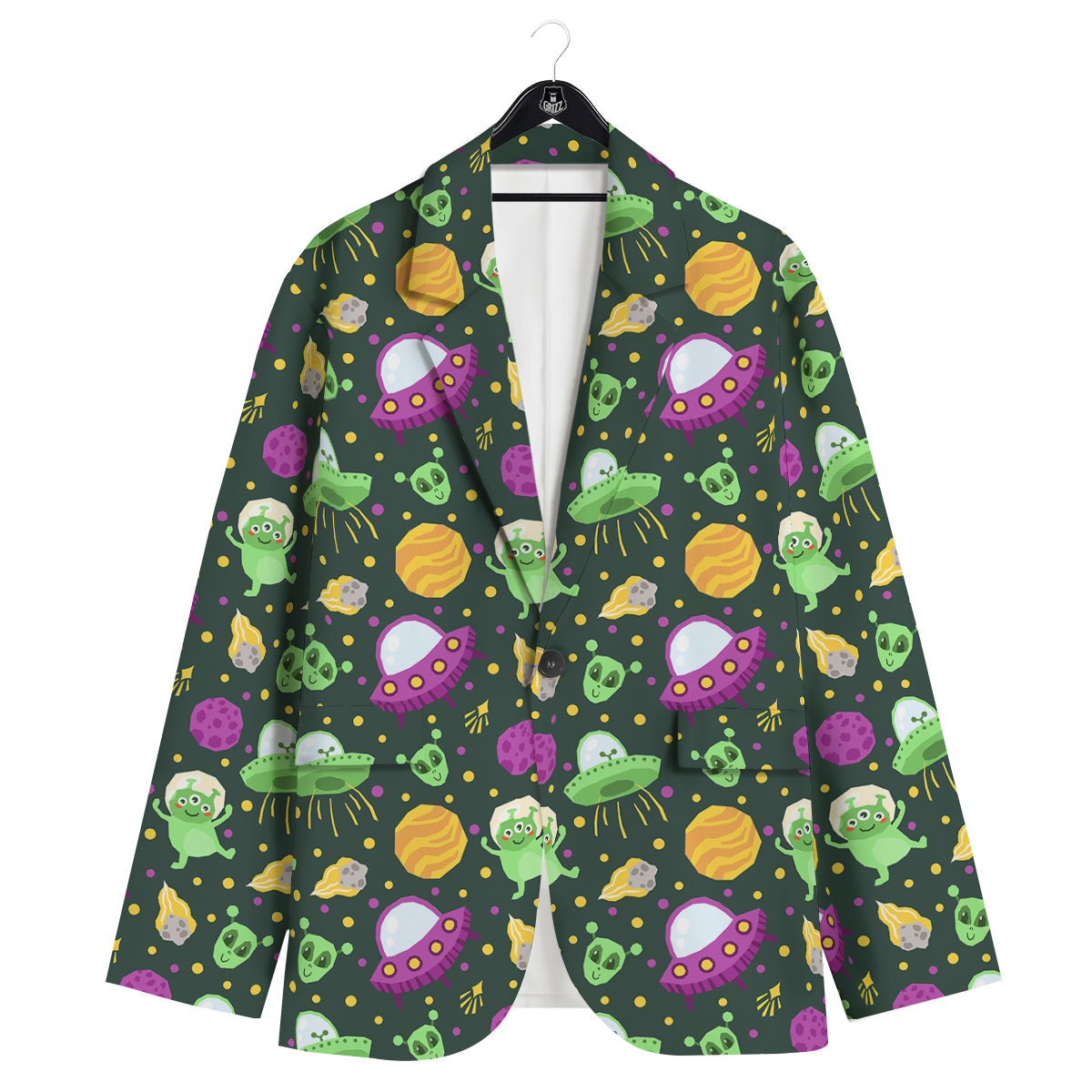 UFO Little Green Alien Print Pattern Men's Sport Coat-grizzshop