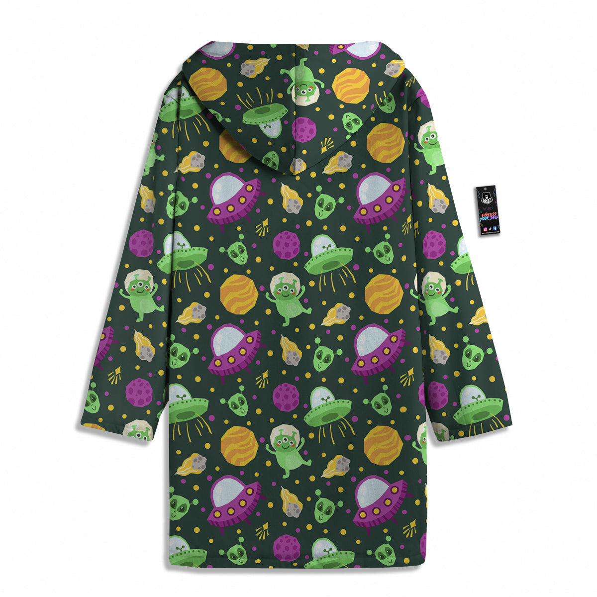 UFO Little Green Alien Print Pattern Men's Windbreaker Jacket-grizzshop