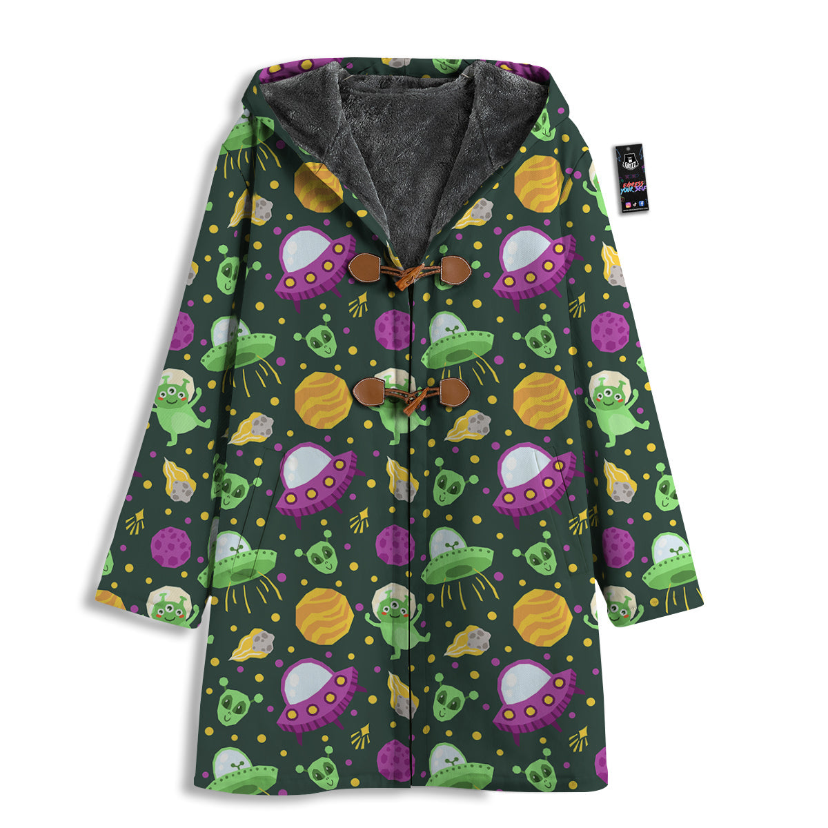UFO Little Green Alien Print Pattern Men's Windbreaker Jacket-grizzshop