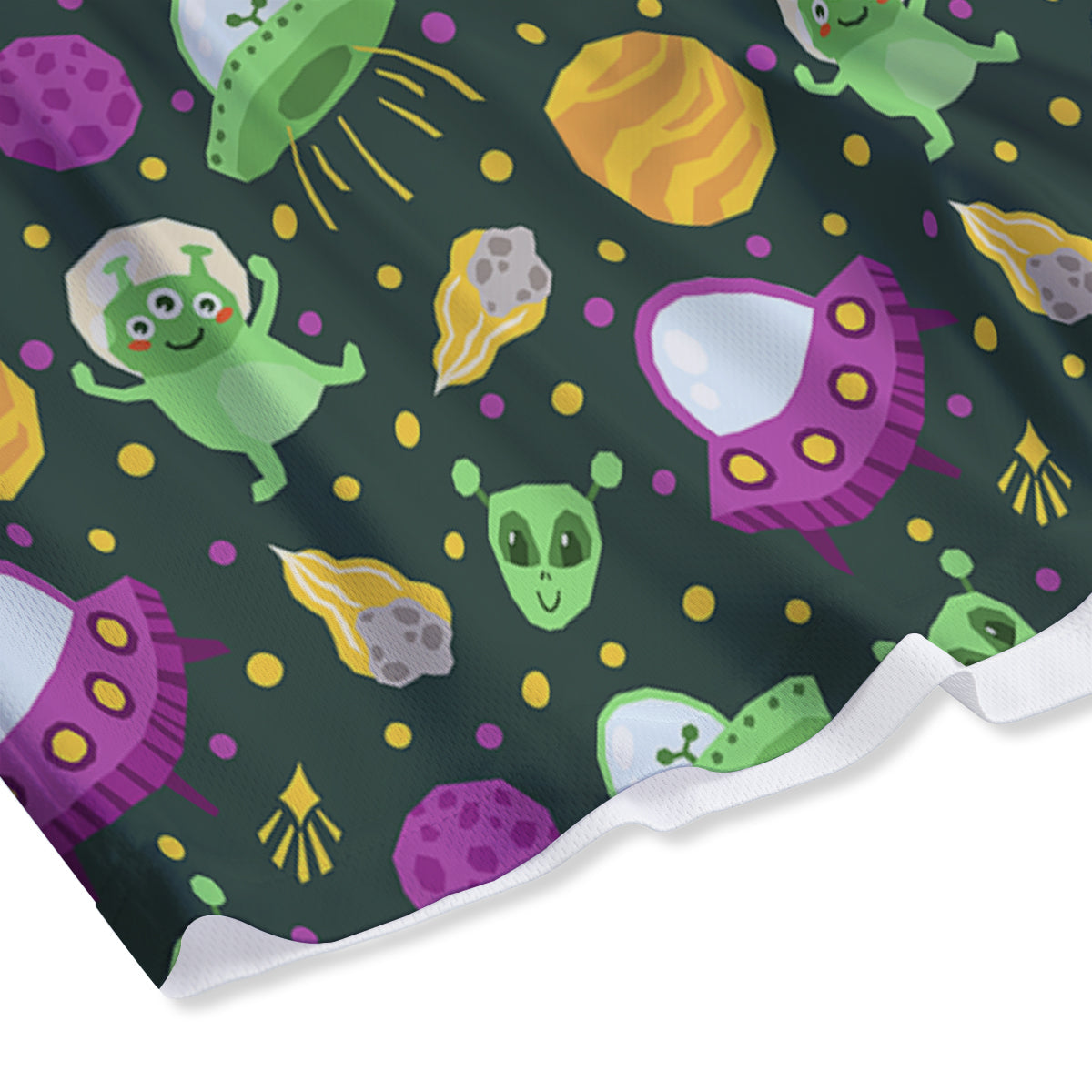 UFO Little Green Alien Print Pattern Mesh Shorts