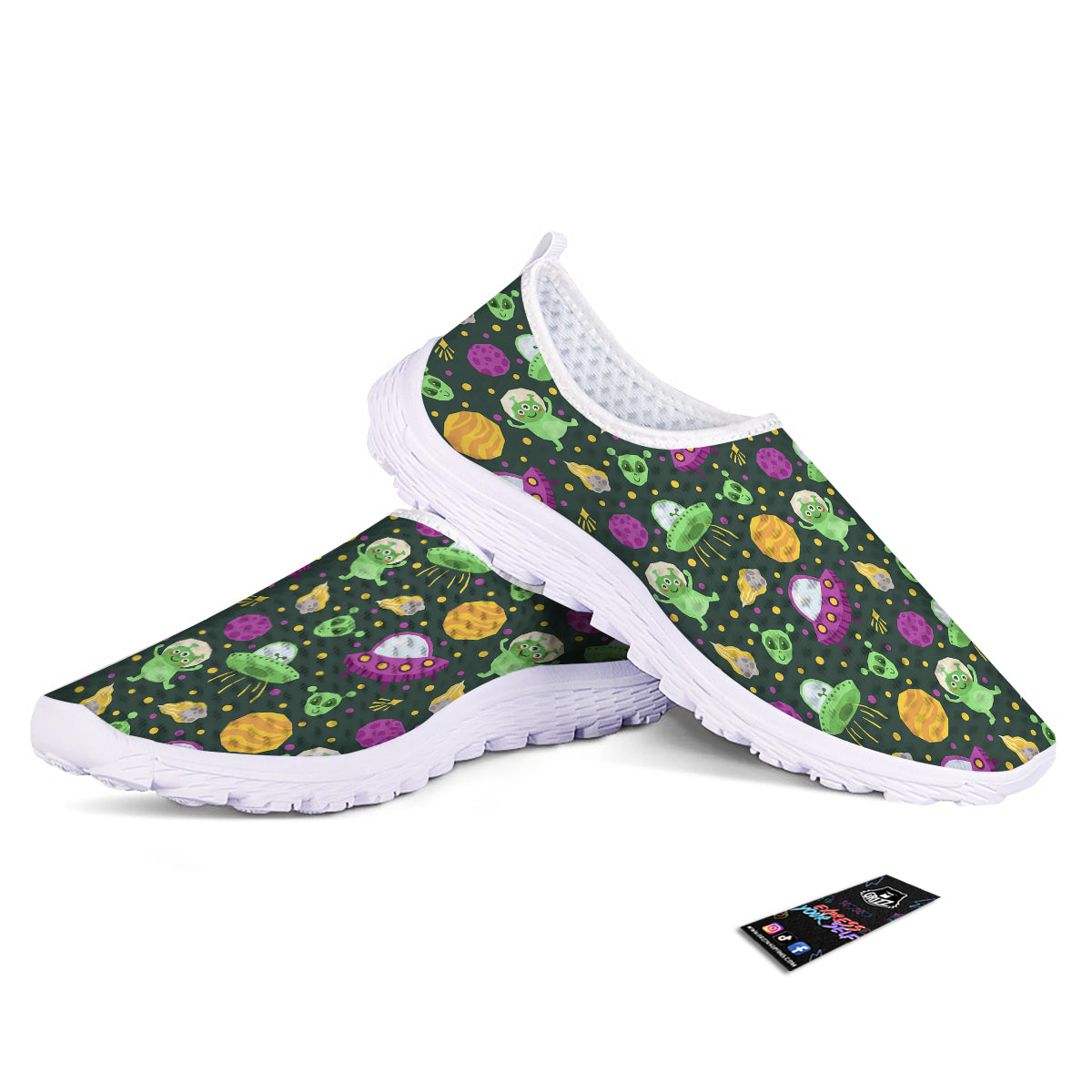 UFO Little Green Alien Print Pattern Nurse Shoes-grizzshop