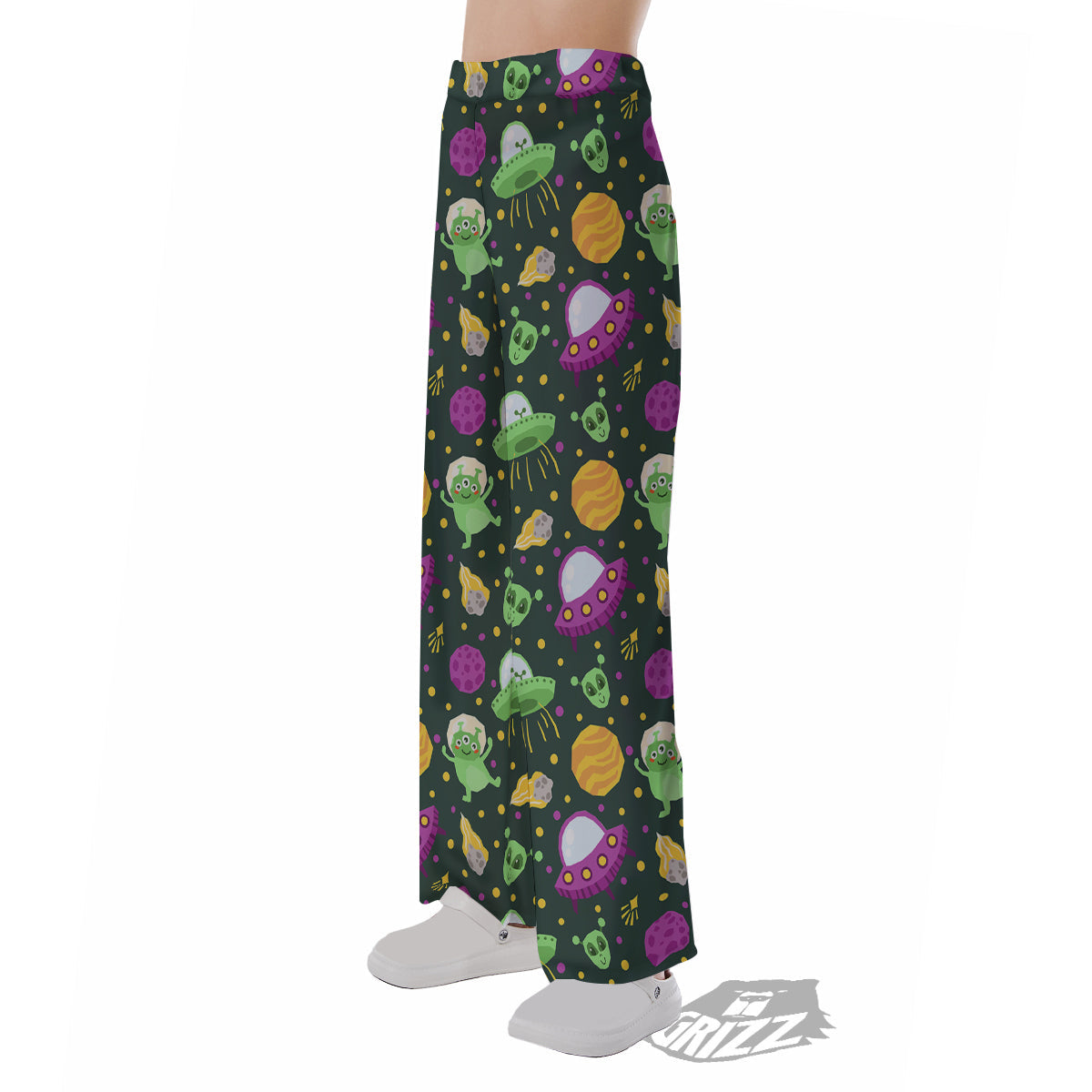 UFO Little Green Alien Print Pattern Pajama Pants-grizzshop