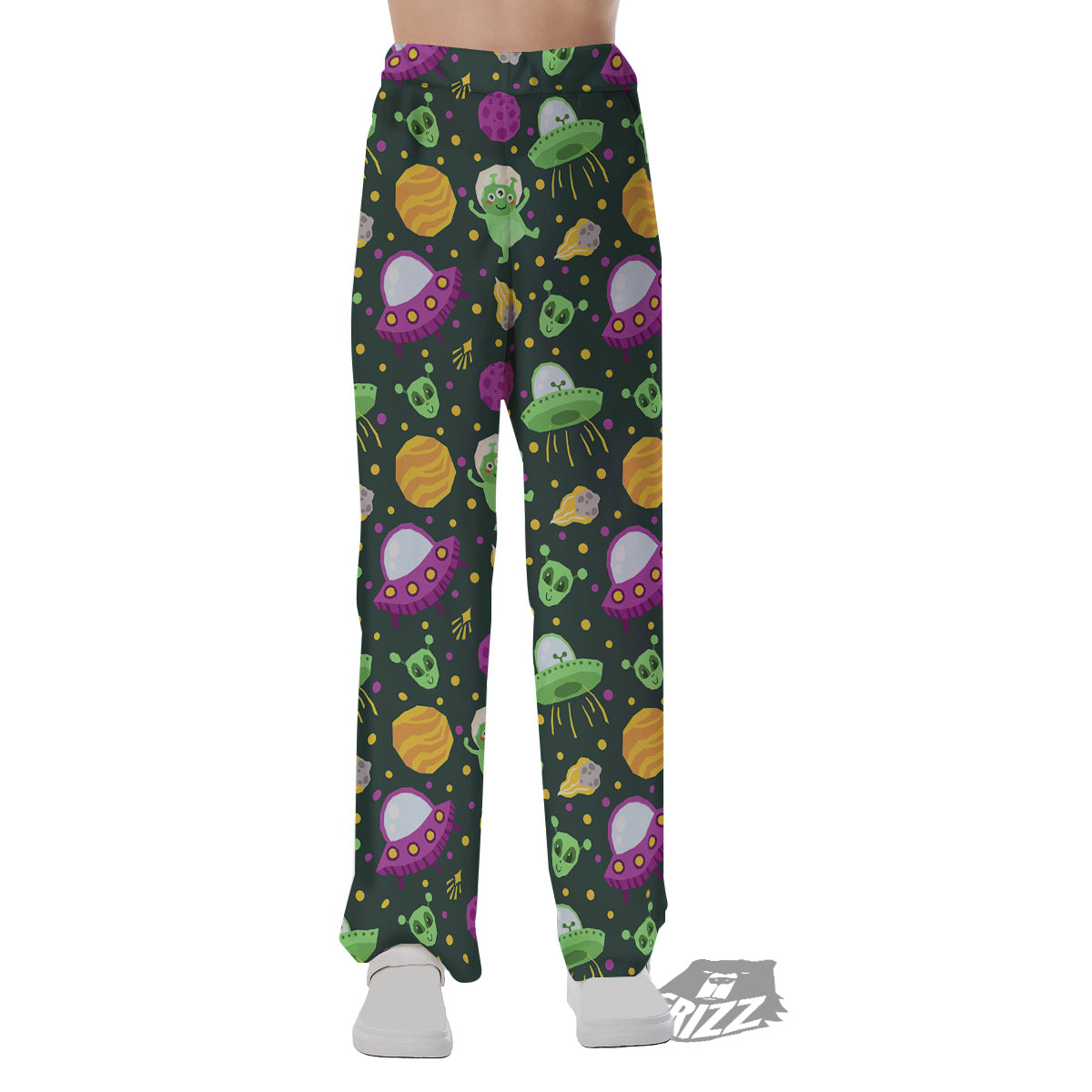 UFO Little Green Alien Print Pattern Pajama Pants-grizzshop