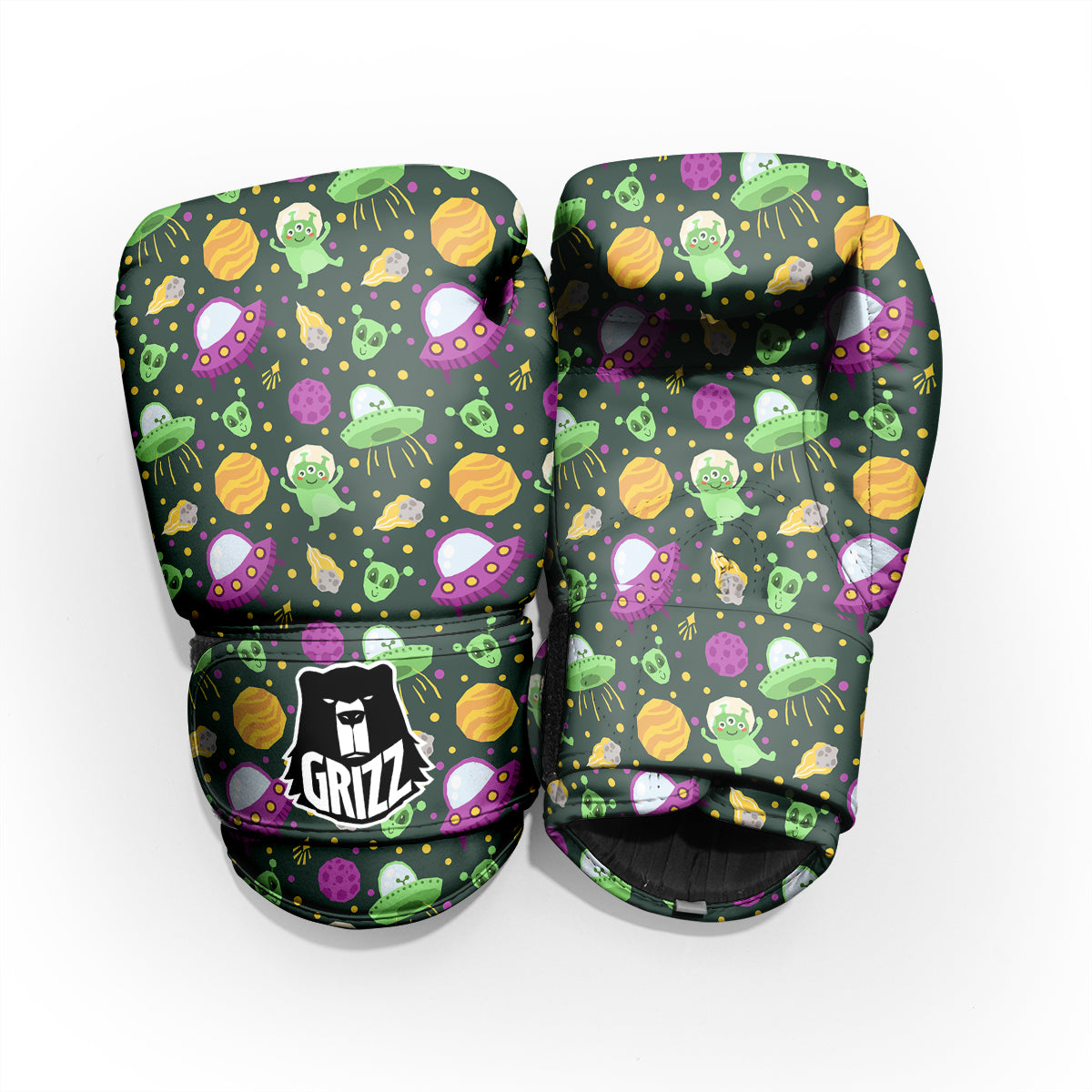 UFO Little Green Alien Print Pattern Pro Boxing Glove
