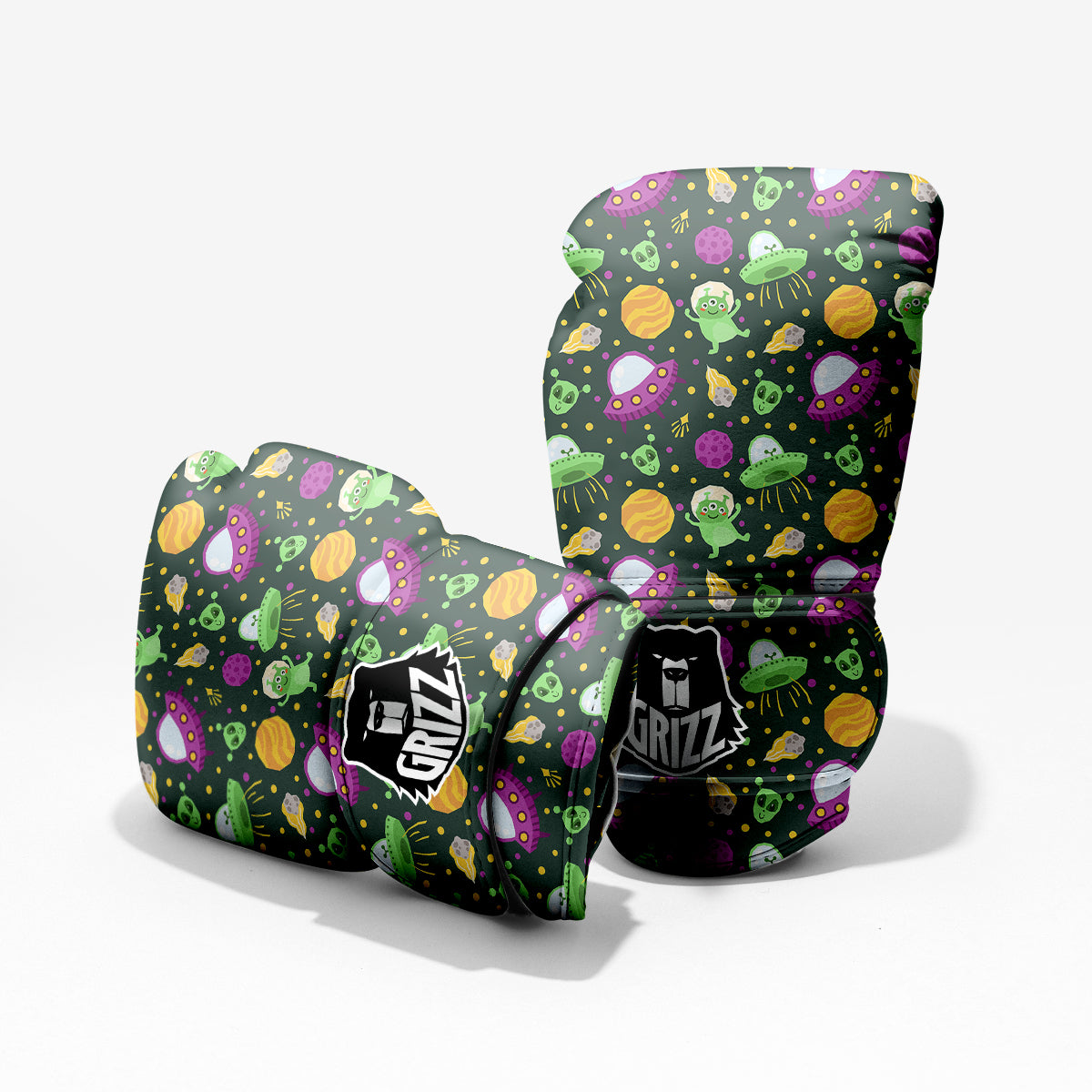 UFO Little Green Alien Print Pattern Pro Boxing Glove