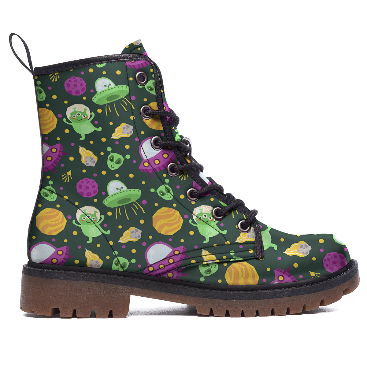 UFO Little Green Alien Print Pattern Work Boots-grizzshop