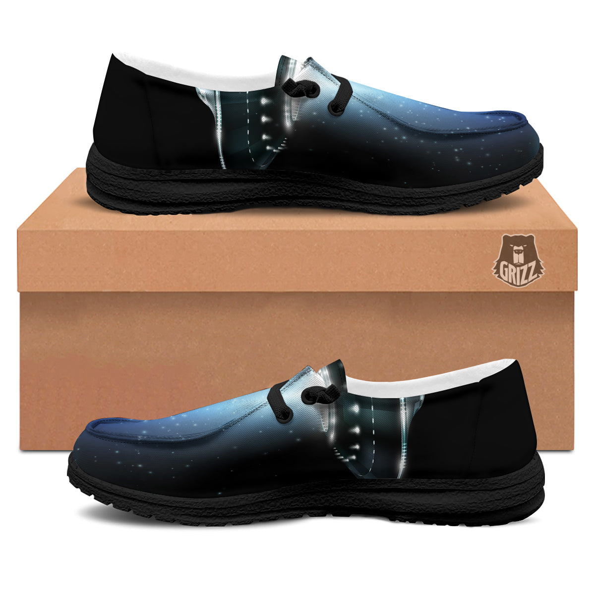 UFO Night Dark Print Black Loafers-grizzshop