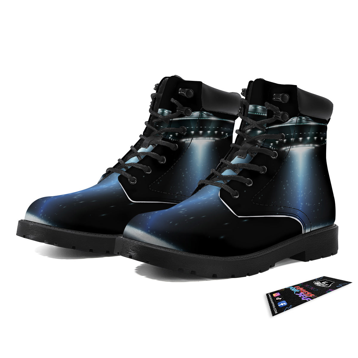 UFO Night Dark Print Boots-grizzshop