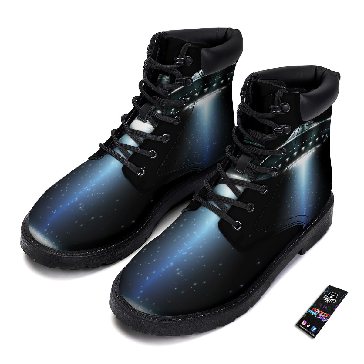 UFO Night Dark Print Boots-grizzshop