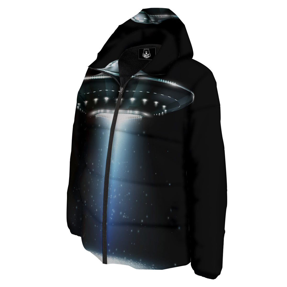 UFO Night Dark Print Down Jacket-grizzshop