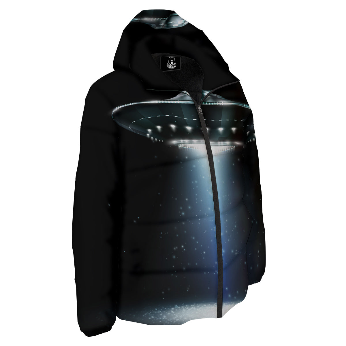 UFO Night Dark Print Down Jacket-grizzshop