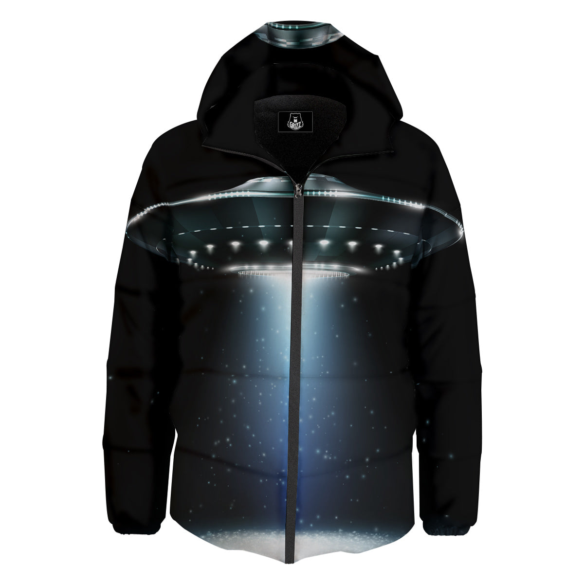 UFO Night Dark Print Down Jacket-grizzshop