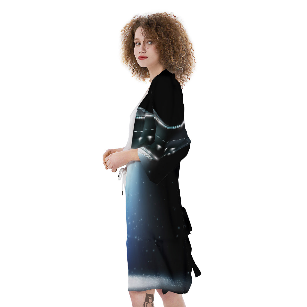 UFO Night Dark Print Kimono-grizzshop