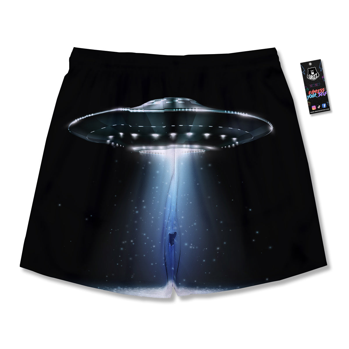 UFO Night Dark Print Men's Running Shorts-grizzshop