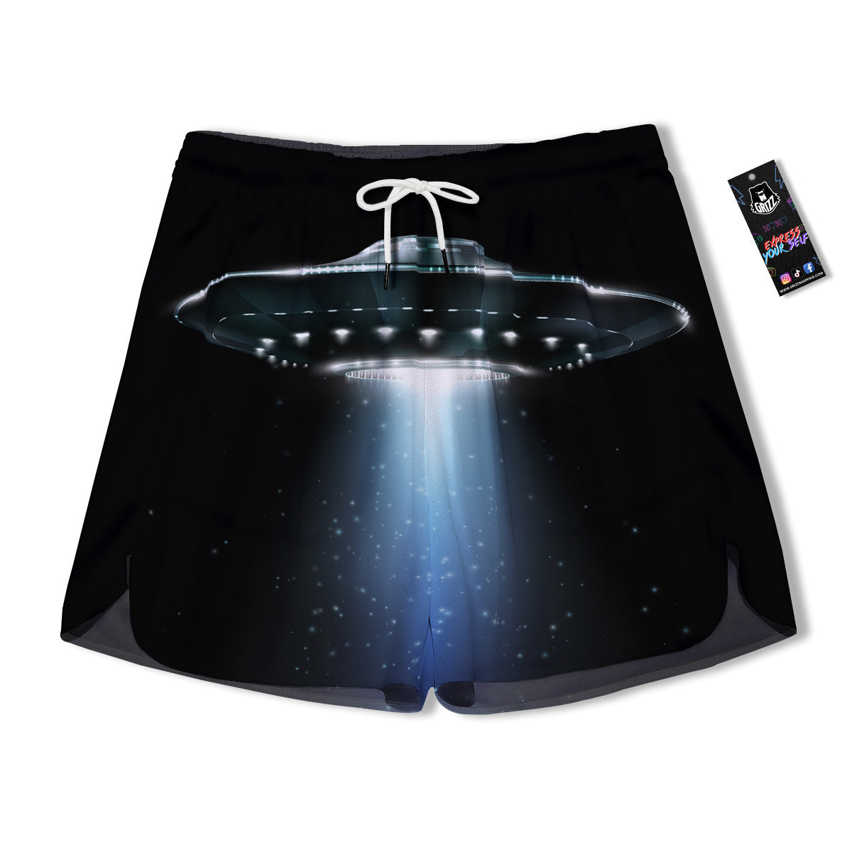 UFO Night Dark Print Men's Running Shorts-grizzshop