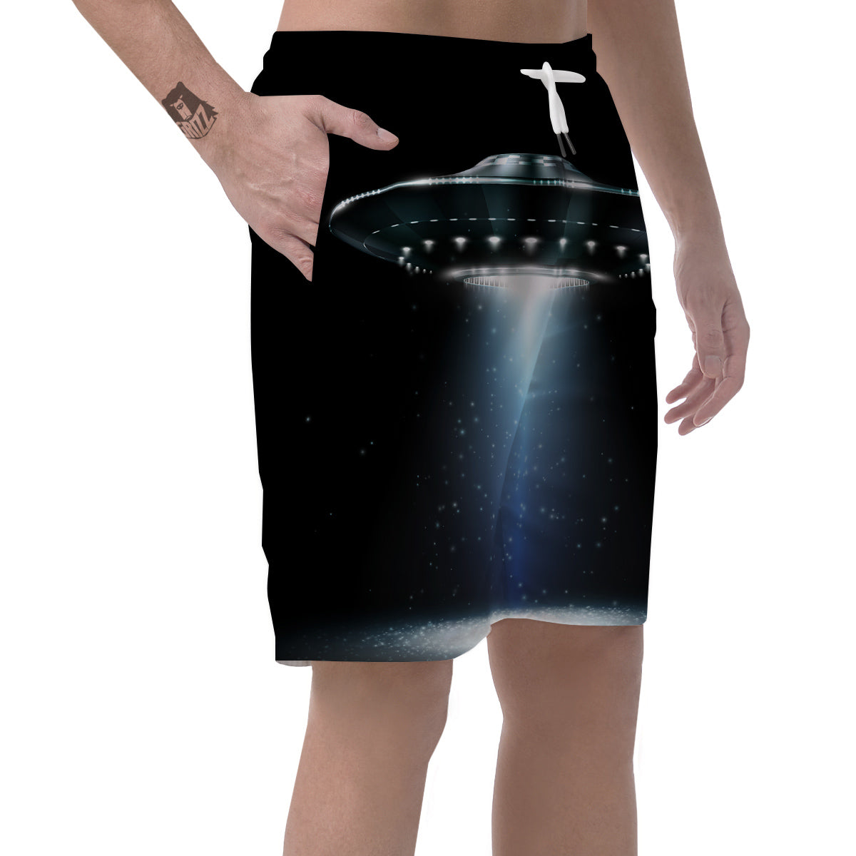 UFO Night Dark Print Men's Shorts-grizzshop
