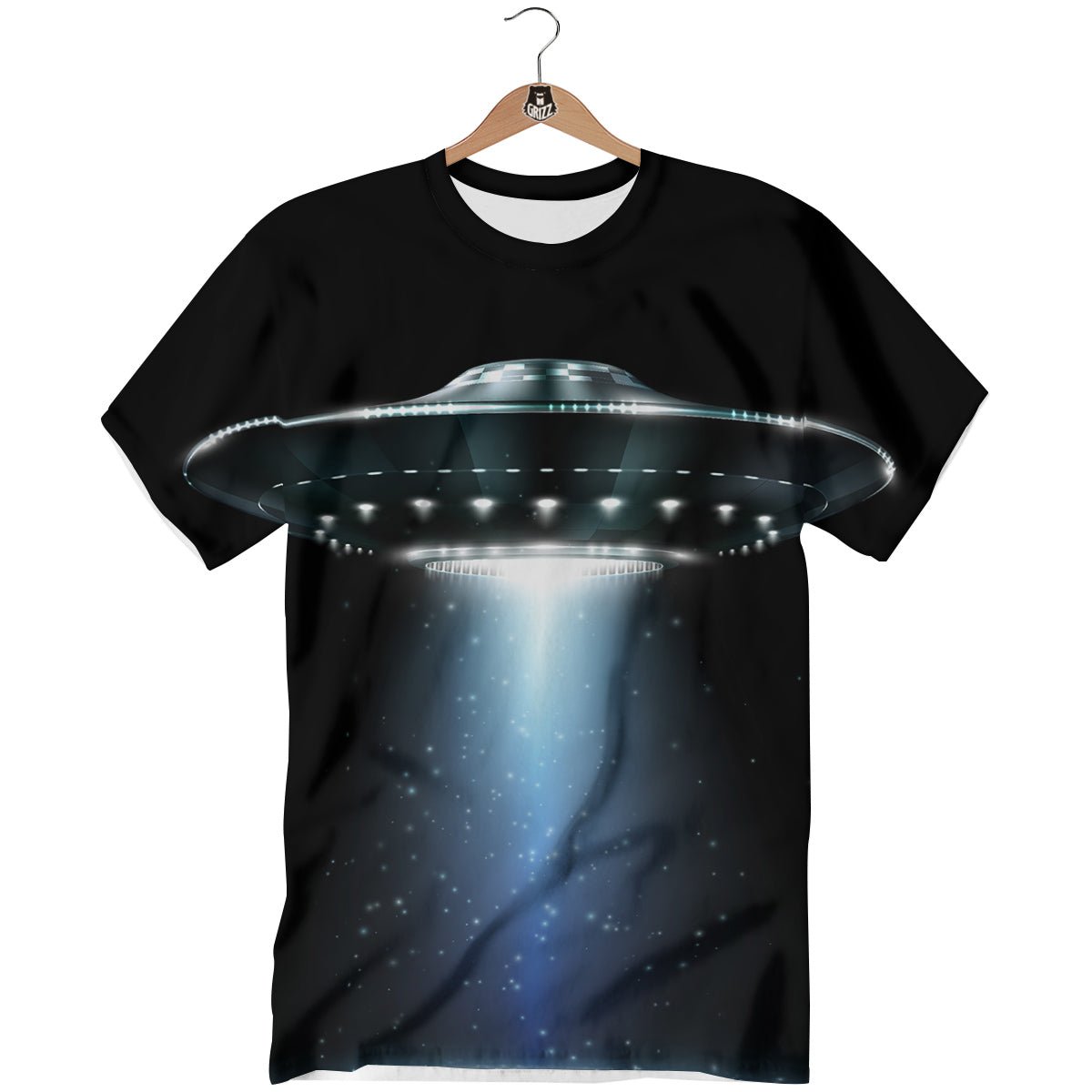 UFO Night Dark Print T-Shirt-grizzshop