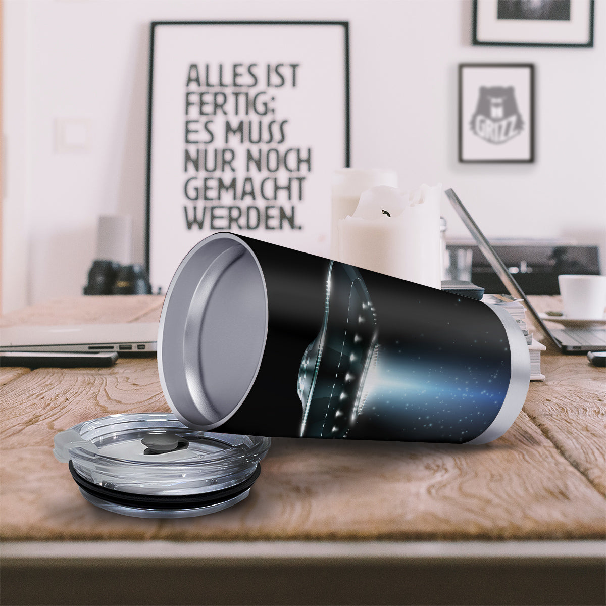 UFO Night Dark Print Tumbler-grizzshop