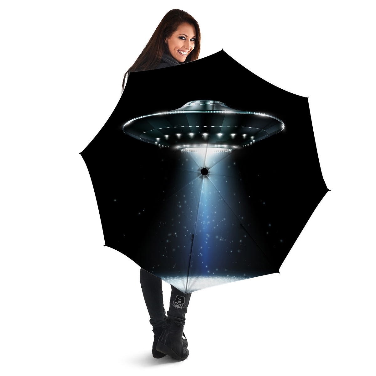 UFO Night Dark Print Umbrella-grizzshop