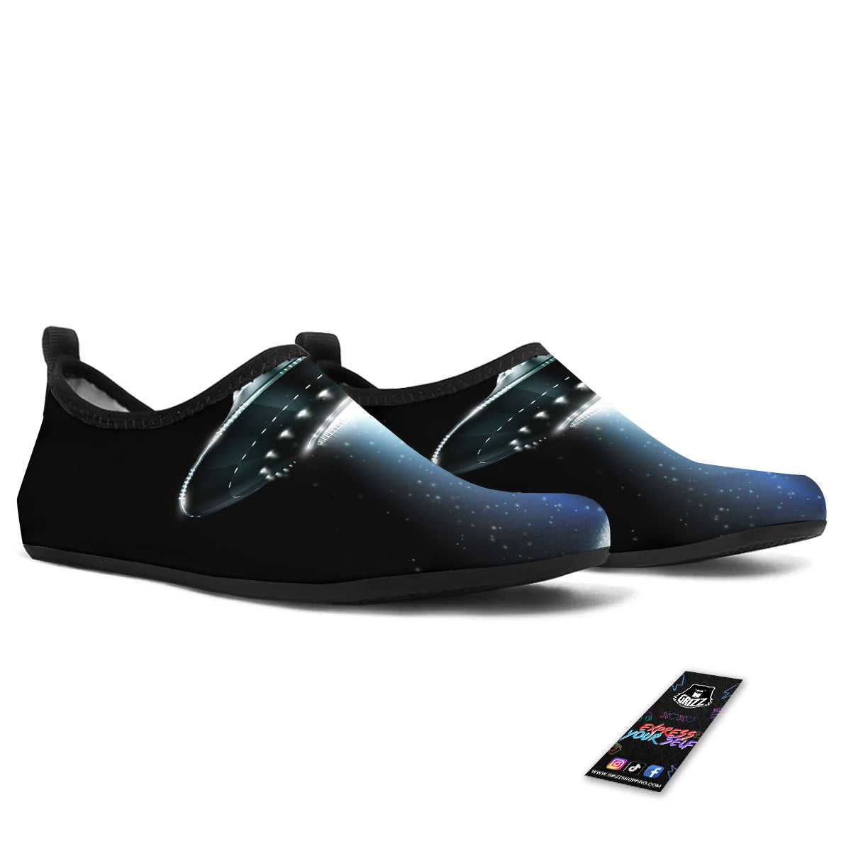 UFO Night Dark Print Water Shoes-grizzshop