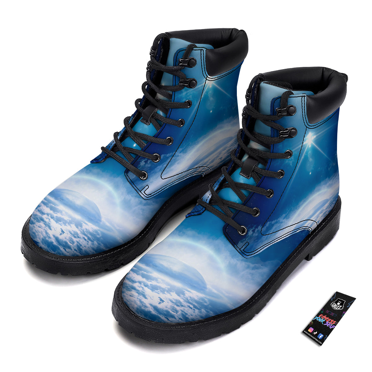 UFO On Planet Earth Print Boots-grizzshop