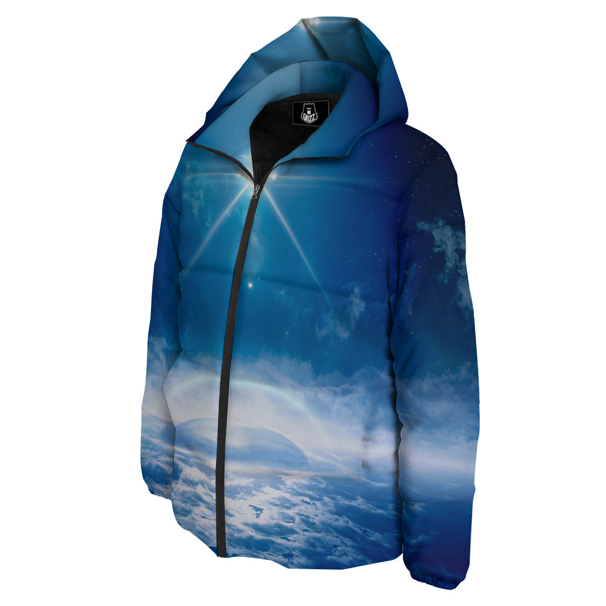 UFO On Planet Earth Print Down Jacket-grizzshop