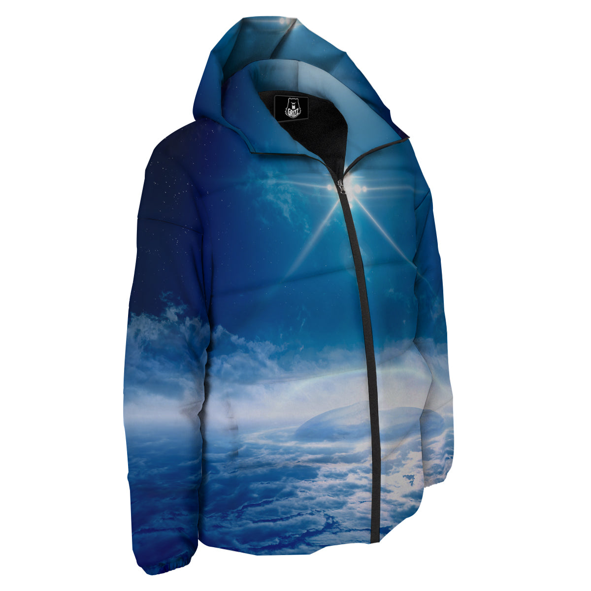 UFO On Planet Earth Print Down Jacket-grizzshop