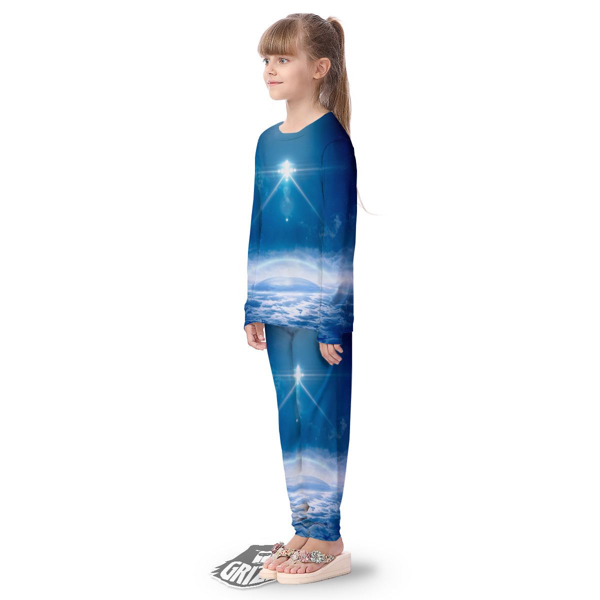 UFO On Planet Earth Print Kid's Pajamas-grizzshop