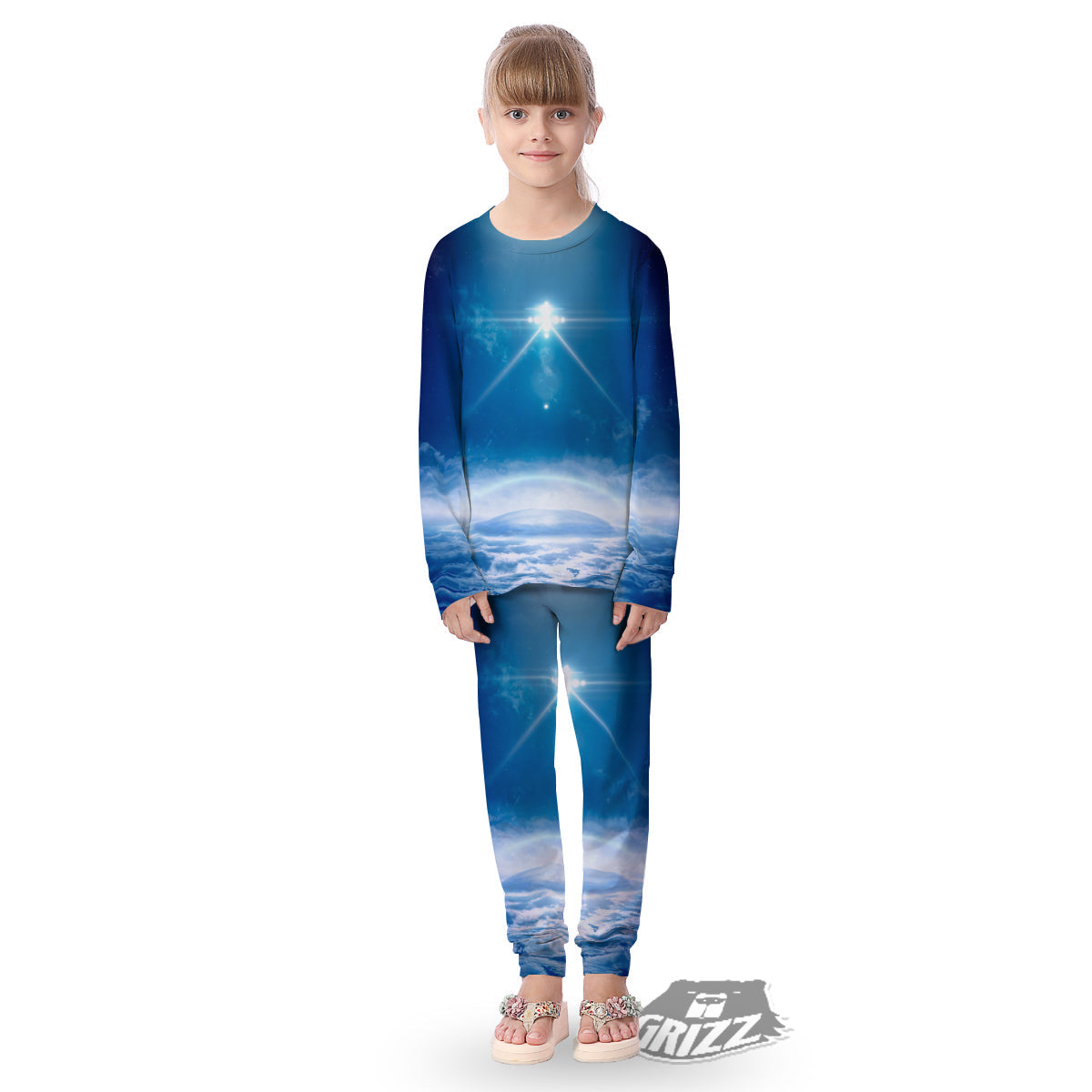 UFO On Planet Earth Print Kid's Pajamas-grizzshop
