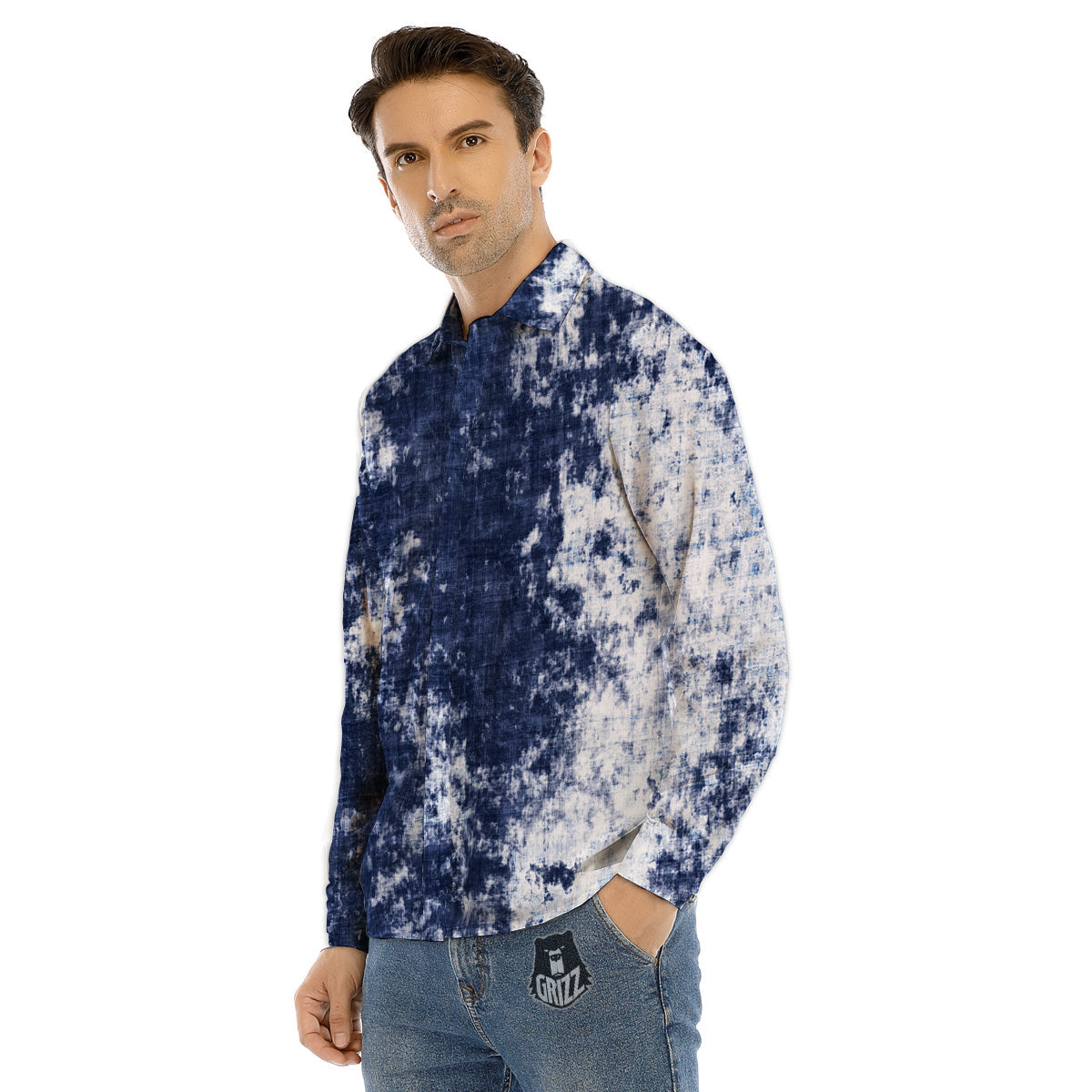 UFO On Planet Earth Print Men's Dress Shirts-grizzshop