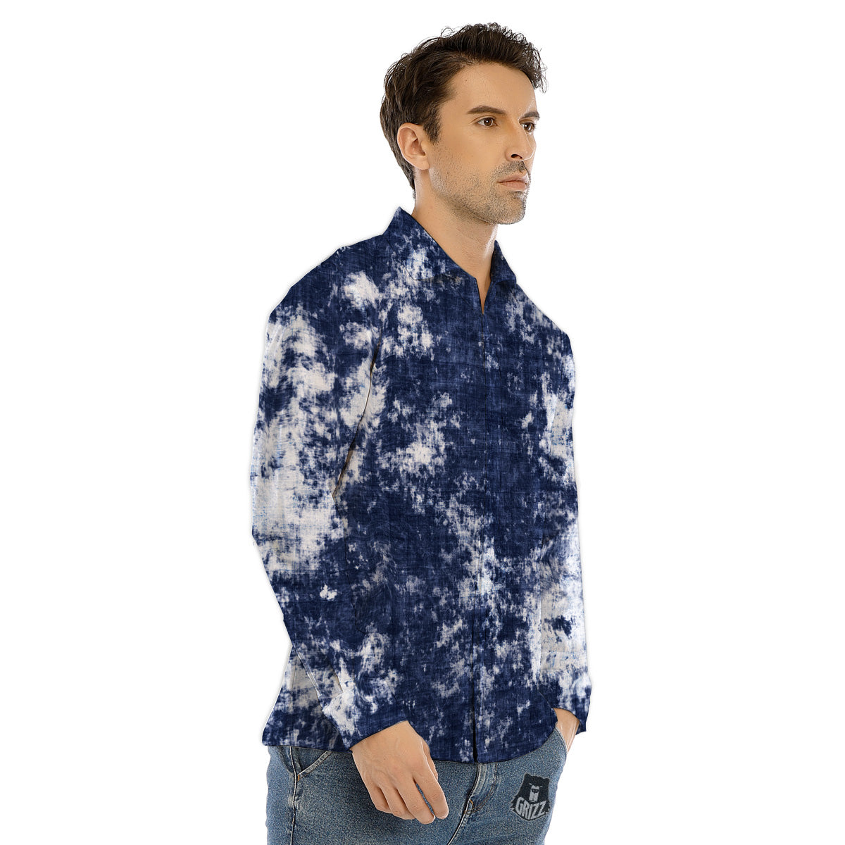 UFO On Planet Earth Print Men's Dress Shirts-grizzshop