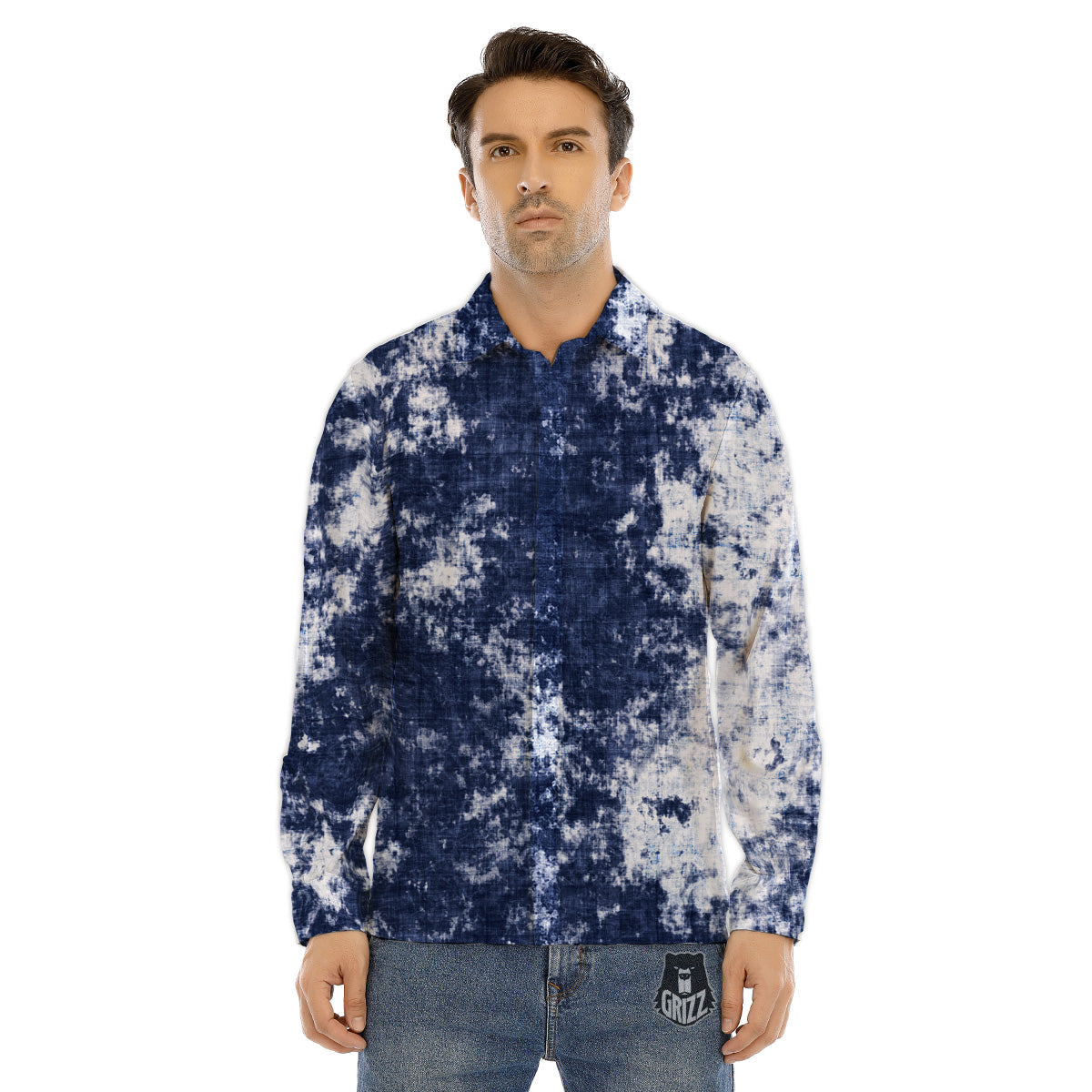 UFO On Planet Earth Print Men's Dress Shirts-grizzshop