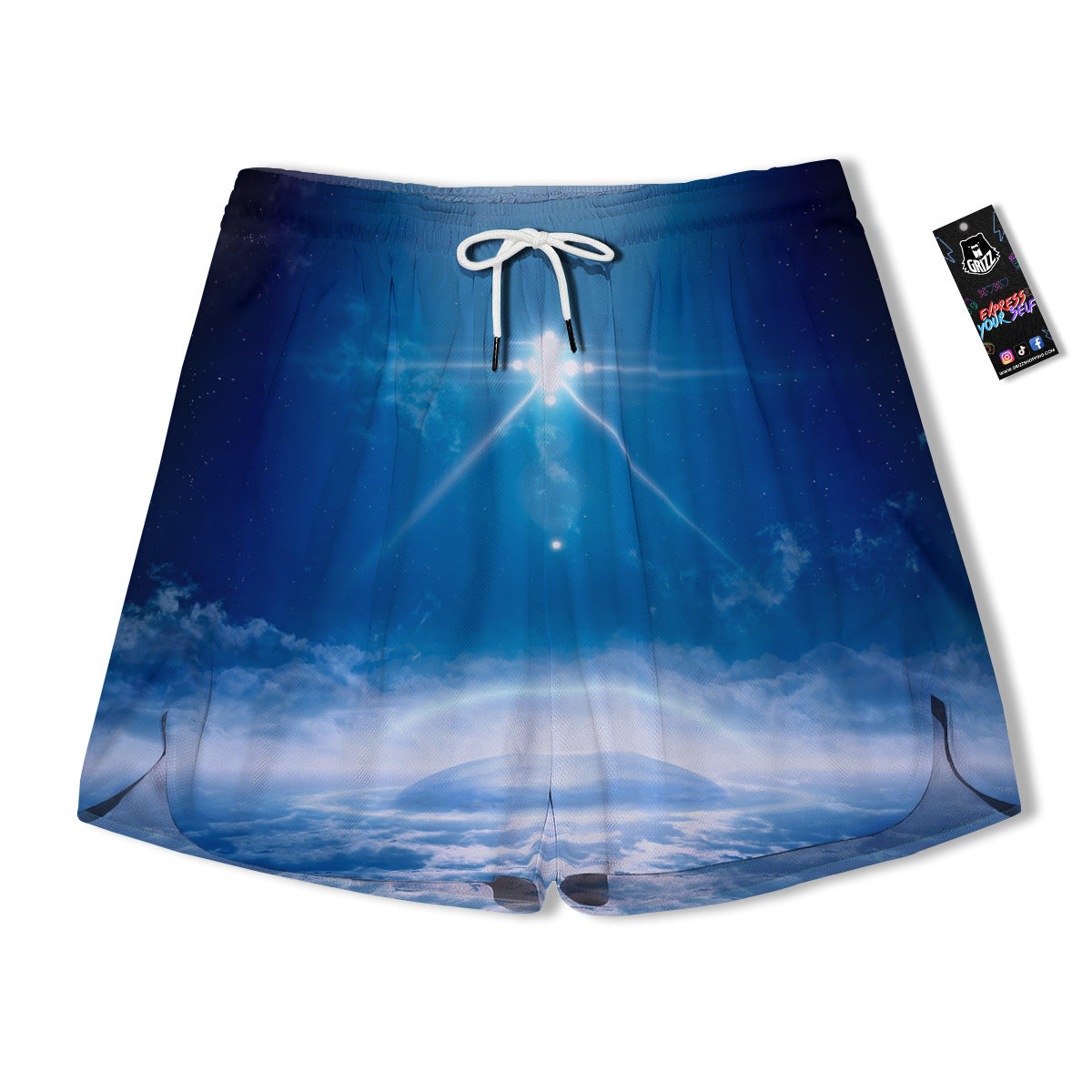 UFO On Planet Earth Print Men's Running Shorts-grizzshop