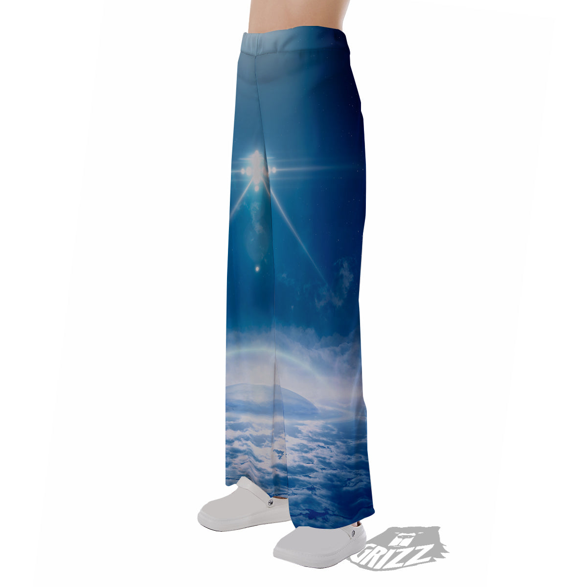 UFO On Planet Earth Print Pajama Pants-grizzshop