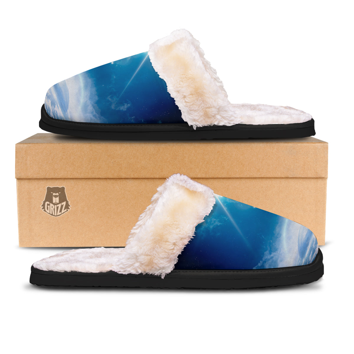 UFO On Planet Earth Print Slippers-grizzshop