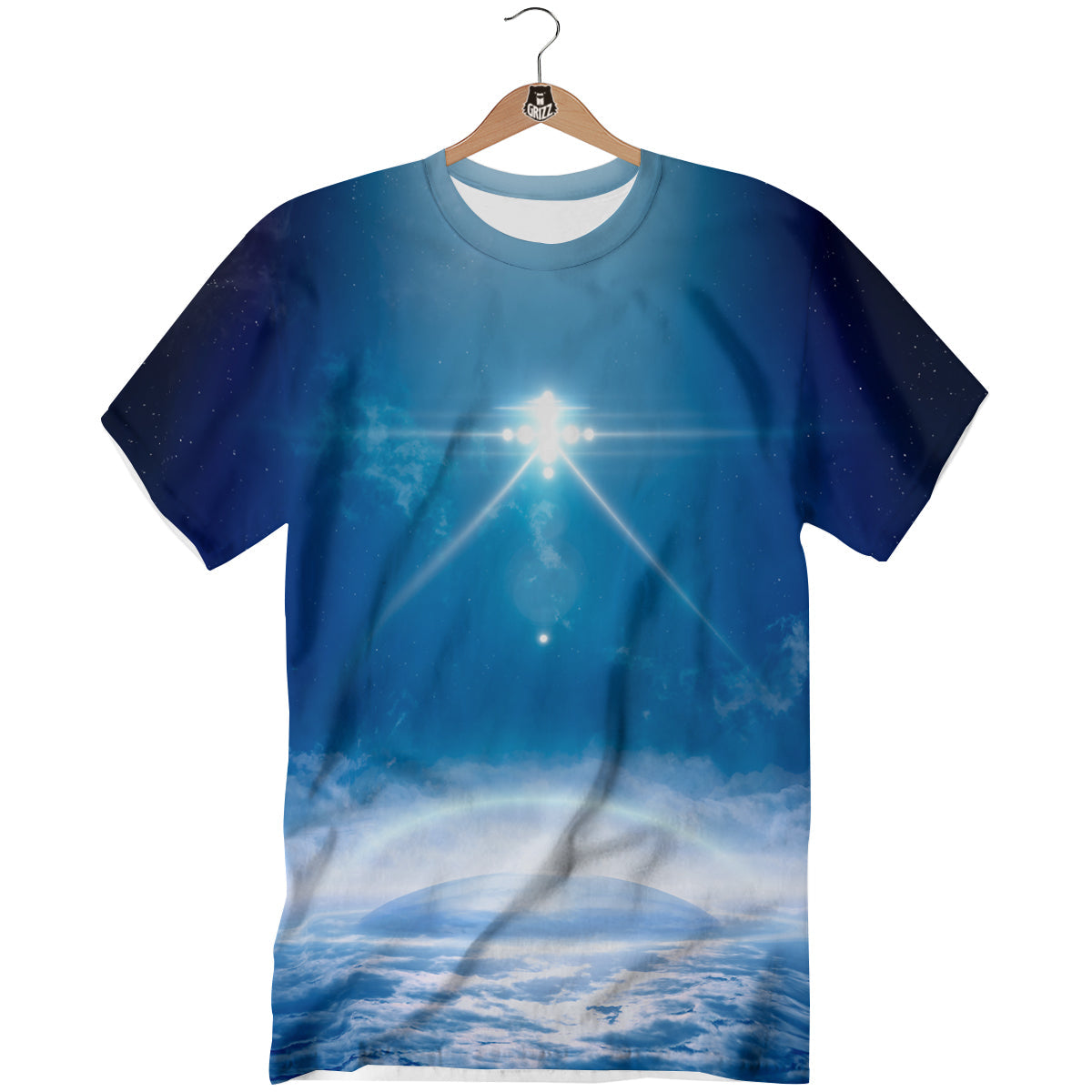 UFO On Planet Earth Print T-Shirt-grizzshop