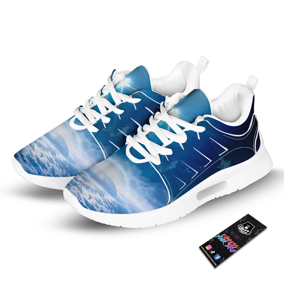 UFO On Planet Earth Print Tennis Shoes-grizzshop