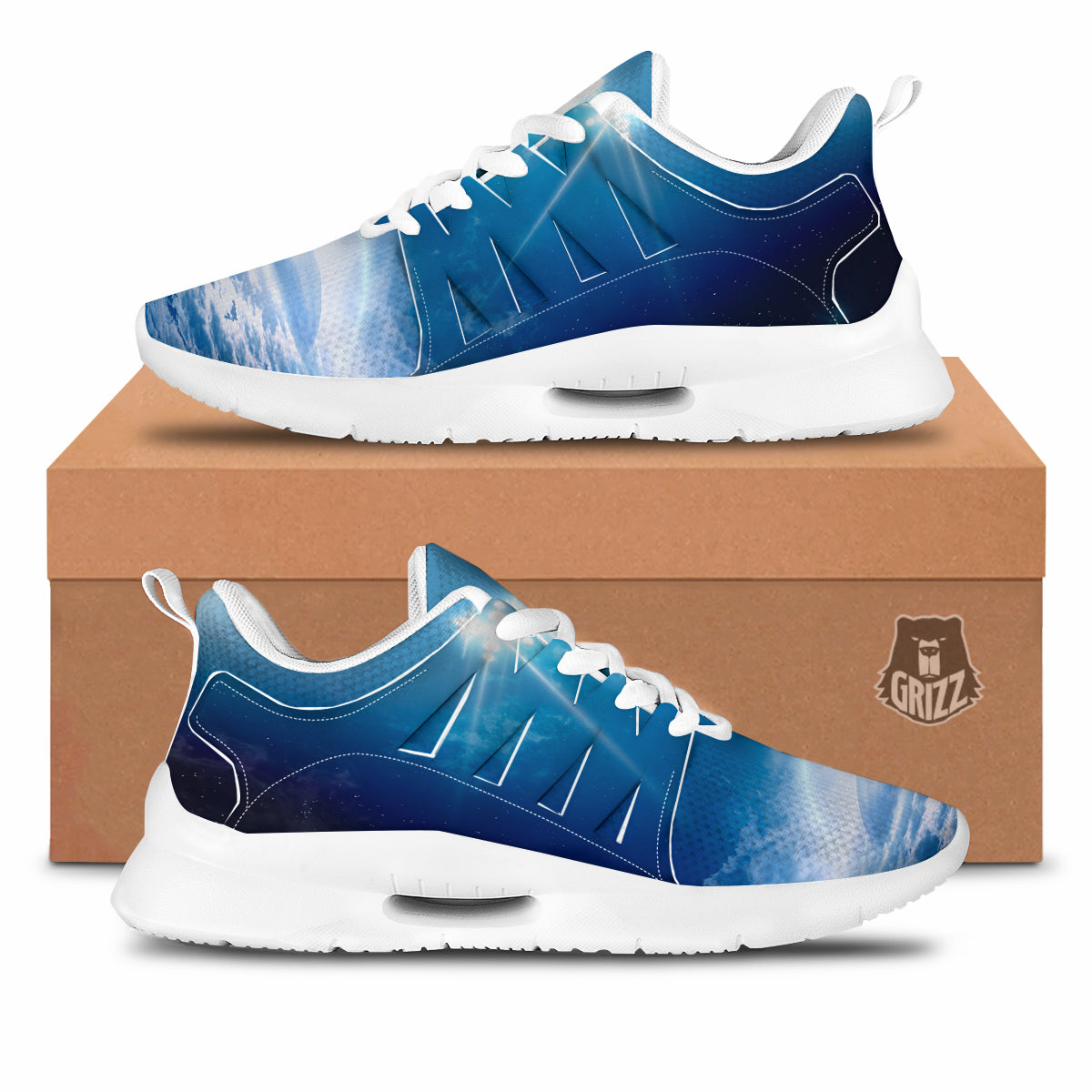 UFO On Planet Earth Print Tennis Shoes-grizzshop