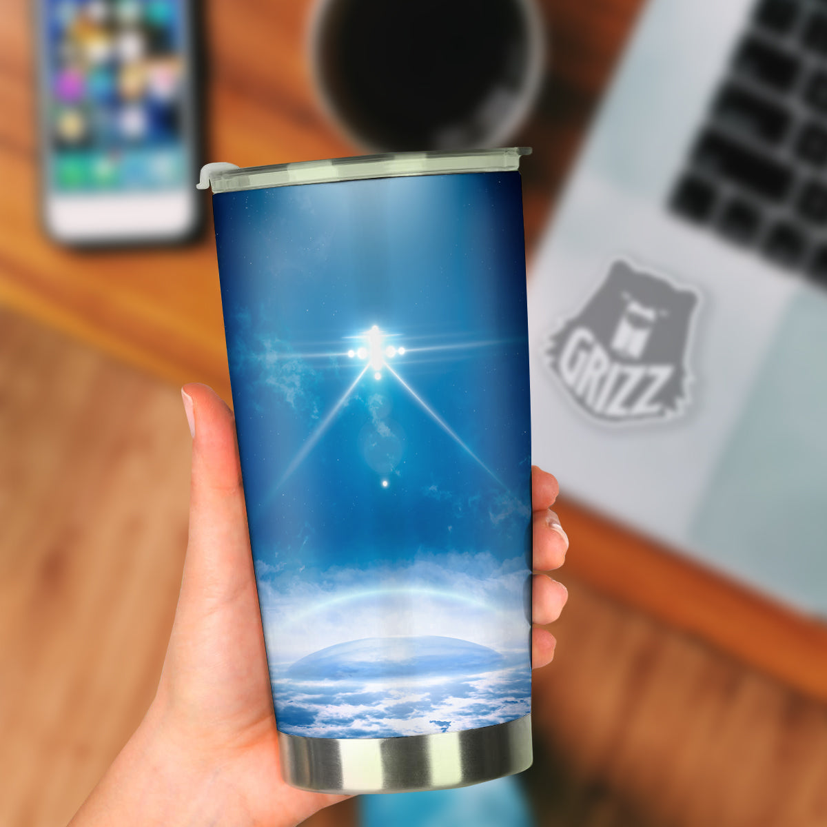 UFO On Planet Earth Print Tumbler-grizzshop