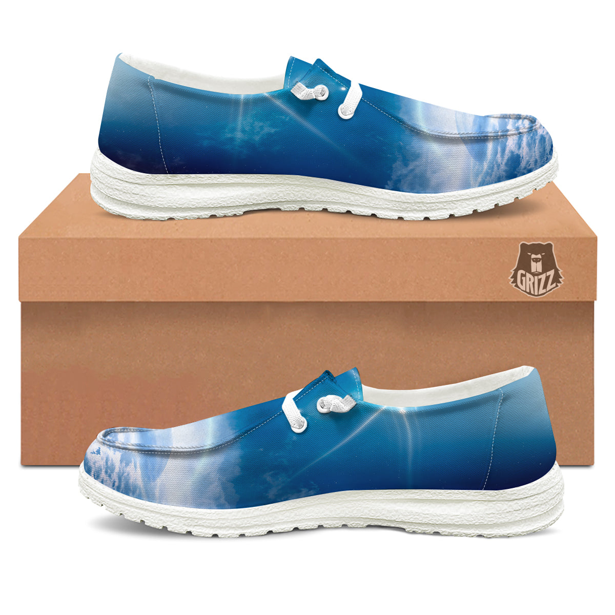 UFO On Planet Earth Print White Loafers-grizzshop