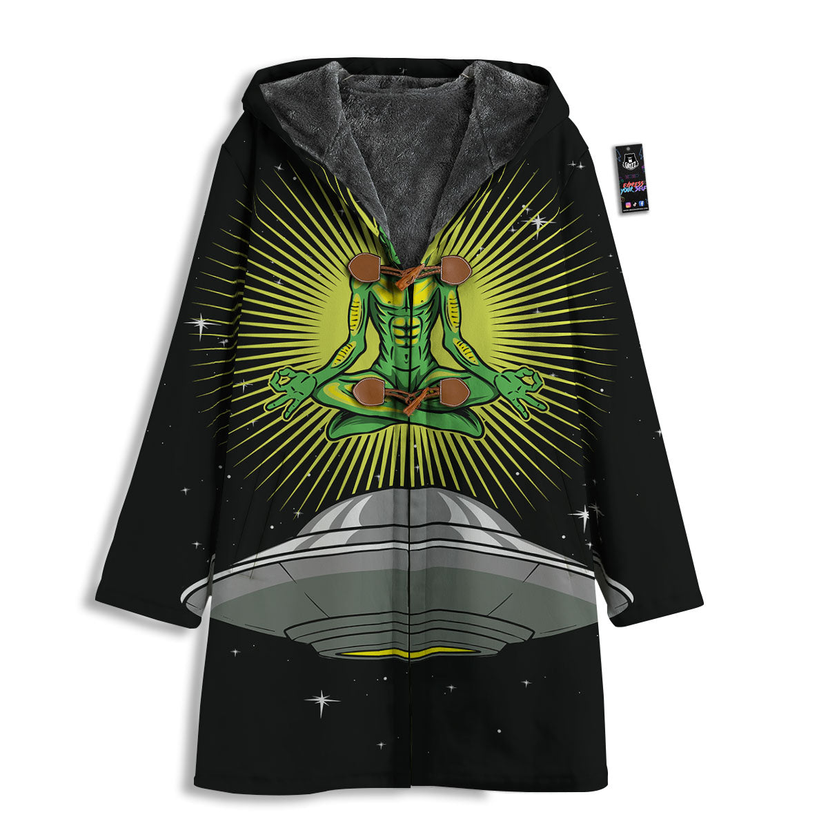 UFO Space Green Alien Print Men's Windbreaker Jacket-grizzshop