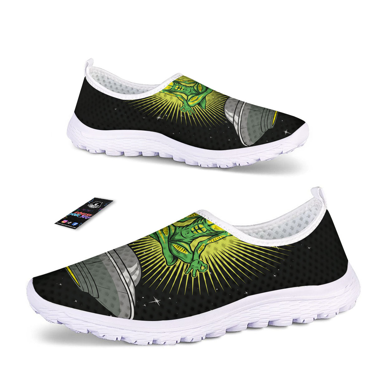 UFO Space Green Alien Print Nurse Shoes-grizzshop